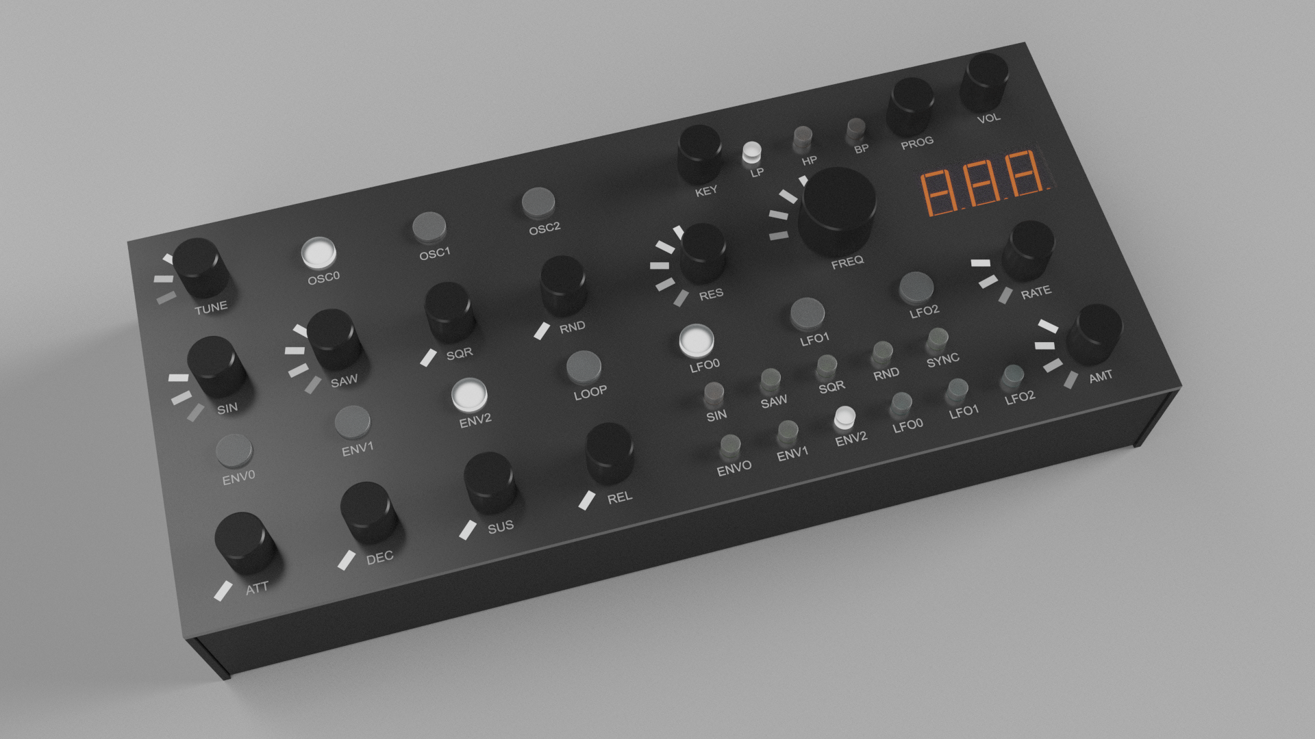 Bassline Junkie — isometric view from top-right showing full control panel